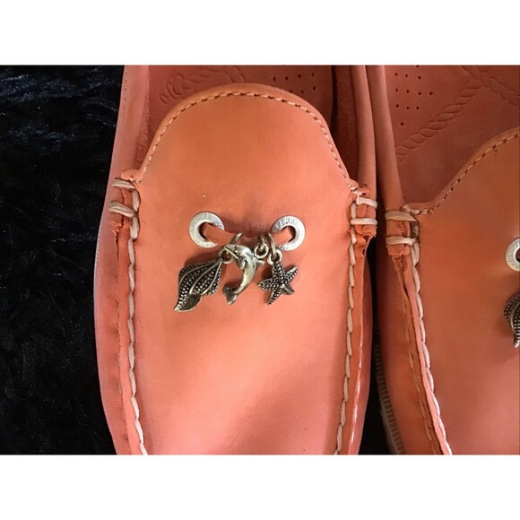 Sperry Nautical Top Sider 8M Orange Slide Charms Boat Shoes - Picture 2 of 13